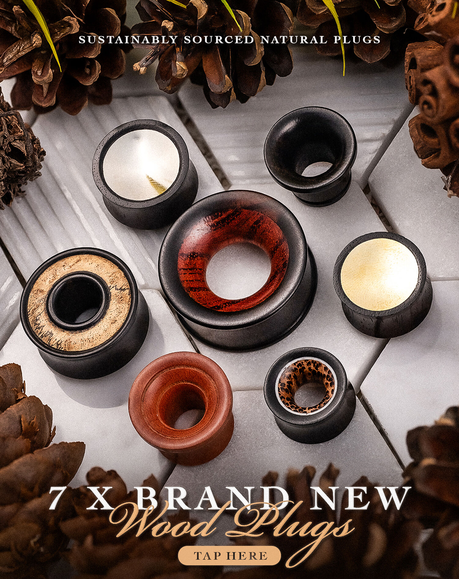 7 X BRAND NEW WOOD PLUGS